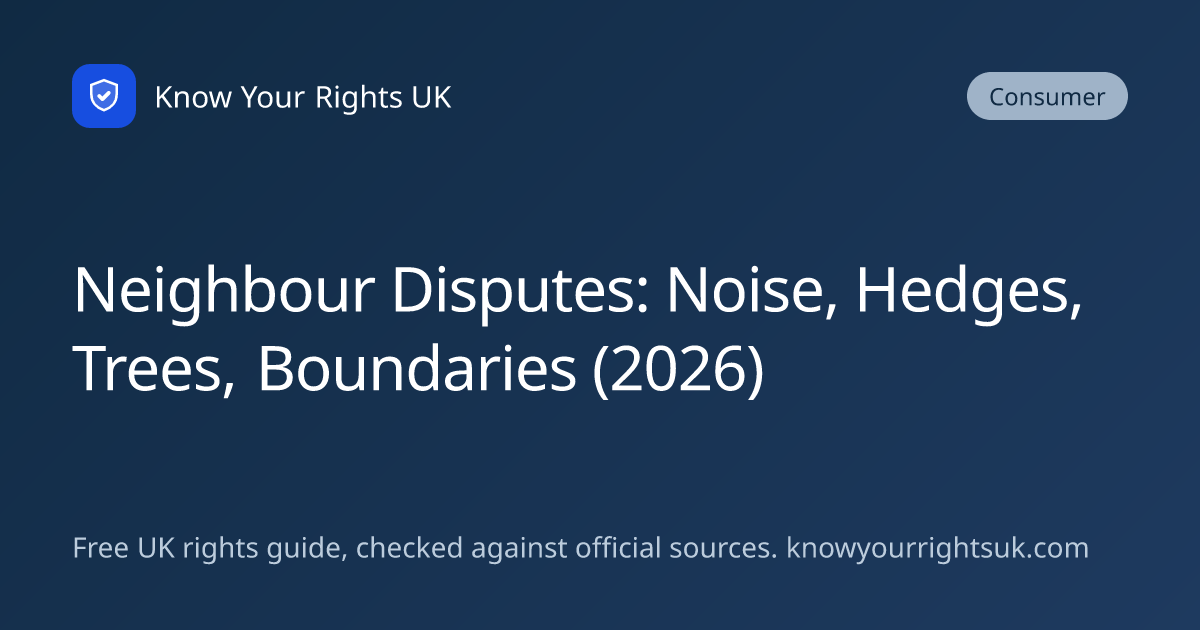 Neighbour Disputes: Noise, Hedges, Trees, Boundaries (2026)